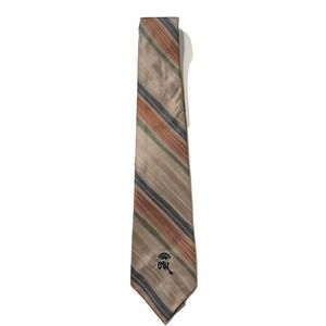 Vintage Countess Mara Tie Mens Striped Embroidered Logo Necktie Diagonal Stripe